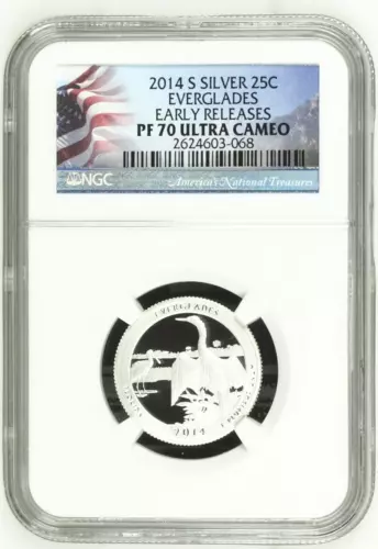 2014-S Everglades Silver Quarter, NGC PF 70 Ultra Cameo, Early Release