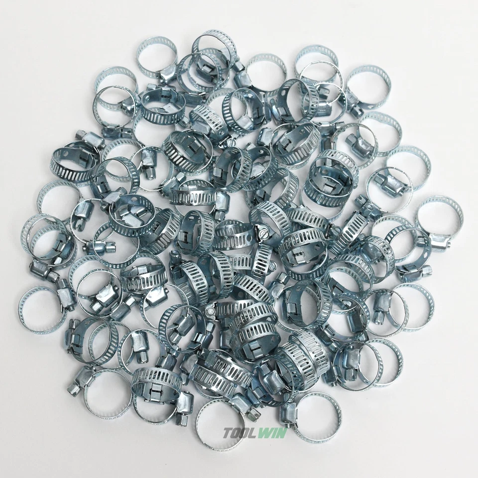 100 pc Hose Clamps 5/16" to 7/8" Radiator Adjustable Band Steel - Image 4 of 4