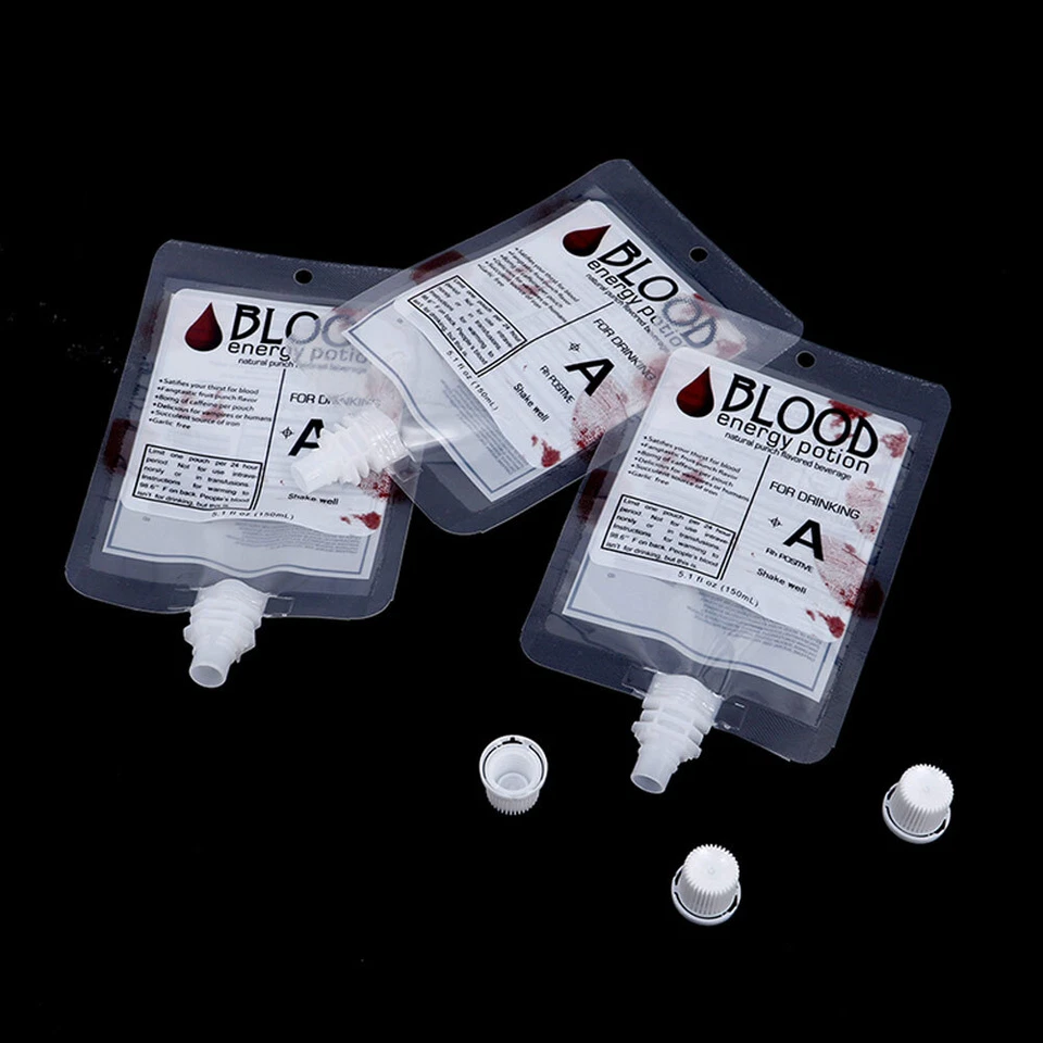 10PCS 150ml Reusable Halloween Vampire Blood Energy Drink Bag Cosplay Props  - Image 3 of 4
