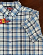 Daniel Cremieux Men's Cotton Slim Fit XL Blue Gray White Plaid Shirt NWT 