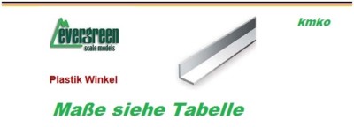 Evergreen 296 Plastic L Winkel Profil 4,8x4,8 mm 35 cm lang - 3 Stck.