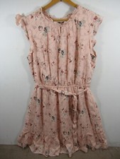 NEW LOFT Swiss Dot Keyhole Dress Plus Size 16 Pink Flutter Cap Sleeve Belted