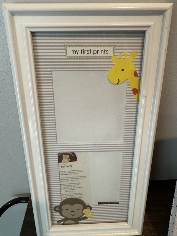 Carter's My First Prints Baby Handprint Footprint Picture Frame, White Animals