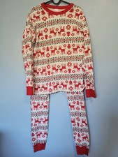 Hanna Andersson Christmas Red and White Reindeer Pajama Set L