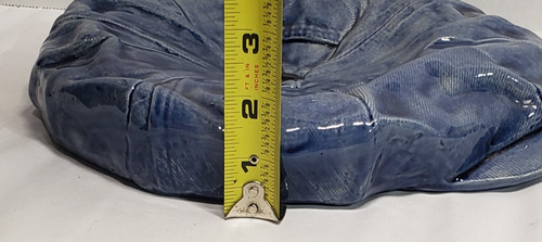 Ceramic Blue Denim Newsboy Hat/Cap Ashtray Vintage 70's 10 5/8" L x 9 3/4" W - Picture 11 of 11