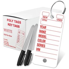 Poly Tag White Key Tags with Ring - 250 Count - Includes Rings and 2 Fine Poi...