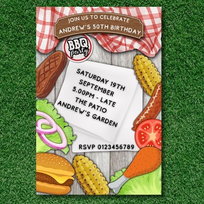 Personalisierte BBQ Geburtstag Party Einladungen inklusive Umschläge x12
