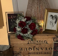 Artificial Rose Bouquet Wedding Bridal Bouquet Leaf Wedding Party Bouquet