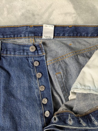 Vintage Levis 501 Jeans Mens 38x32 Blue Button Fly Dark Wash Faded Stains Y2K - Picture 20 of 24