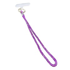 Rhinestone Phone Lanyard Keychain Bag Charm Purple