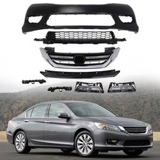 For 2013 2014 2015 Honda Accord Front Grille Set W Front Bumper Cover Chrome