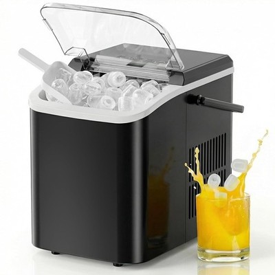 Countertop Ice Maker 9 Bullet Cubes 6 Mins 26lbs/24H Auto-Cleaning