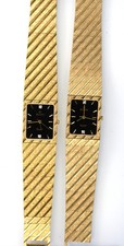 Elgin Diamond Watch Men Stainless Steel Gold Battery Black Water Res NON-WORKING