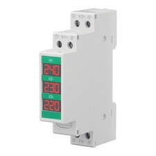 3 Phase AC Voltmeter Din Rail Mount LCD Digital Voltage Meter Electric Power.