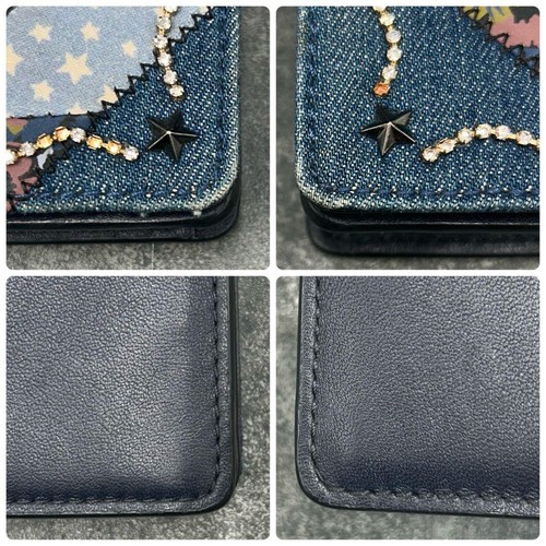 Coach Denim Blumen Nieten Schultertasche Botanisches Rosenmuster Lederbesatz Japan - Bild 8 von 24