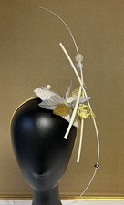 Easter Ascot Kentucky Derby Fascinator Gold/Silver, Ostrich Quills, Beads