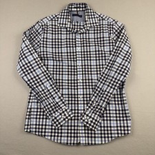 Tommy Hilfiger Shirt Mens 16 34/35 Blue Gingham Slim Fit Non Iron Long Sleeve