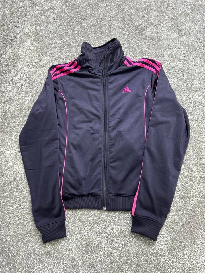 Chaqueta de Pista Adidas De Colección Para Mujer Pequeña Púrpura Forrada de Vellón Cremallera Completa Atletismo Foto 2 de 4