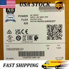 25B-E6P6N104 Allen-Bradley PowerFlex 525 AC Drive 5HP 6.6A 600V DHL NEW AB