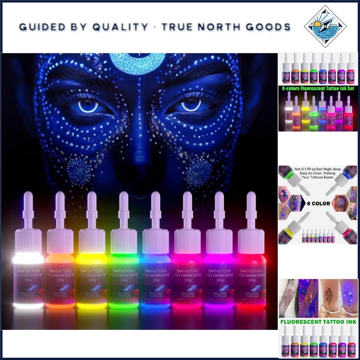 Dynamic Tattoo Ink Kit - 8 Rich Colors in 15ml Bottles for