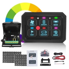 6 Gang RGB Switch Panel Dimmable LED Lights Bar For SUV RZR ATV UTV Boat Truck