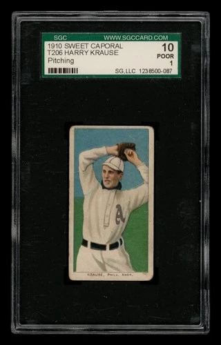 1909-11 T206 Set-Break Harry Krause (Pitching) Sweet Caporal SGC 1 POOR