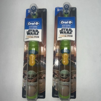 Lot of 2 Oral-B Kid's Star Wars Mandalorian Battery Electric Toothbrush, Soft