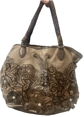 BRIGHTON Masterpiece Collection CATCH the MOON 3D FLOWERS Pearl Bucket HANDBAG