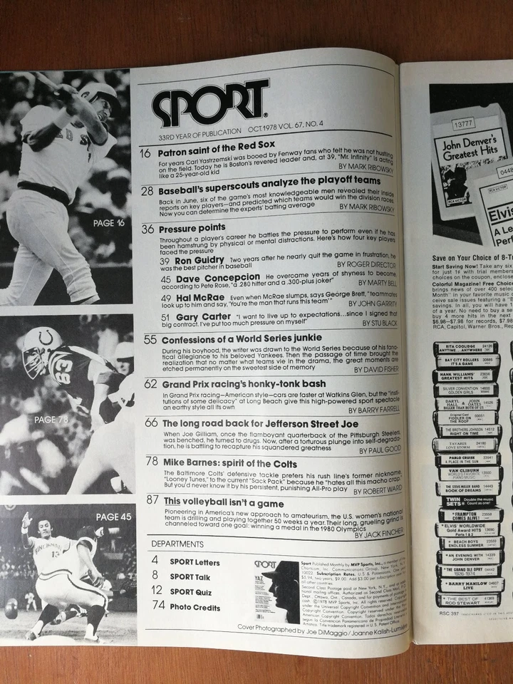 Sport Magazine October 1978 Carl Yastrzemski Boston Red Sox - Image 2 of 2