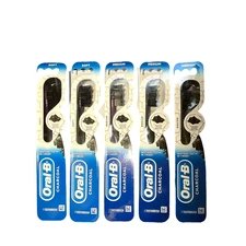 Oral-B Charcoal Infused Bristles Medium Soft Manual Toothbrushes Pack of 5 NEW!