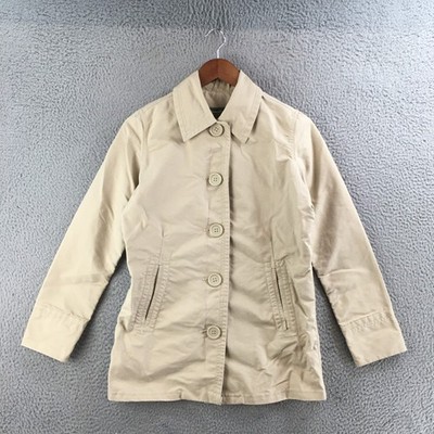 Eddie Bauer Coat Womens XS Beige Button Front Long Sleeve Casual Regular Fit