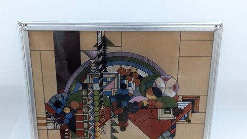 Frank Lloyd Wright's Sun Catcher Stained Glass Abstract Basket Fruit Bowl 11.5 - Picture 2 of 12