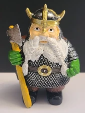 VIKING Statue Resin Outdood Decor With Axe & Helmet / Garden Decoration 
