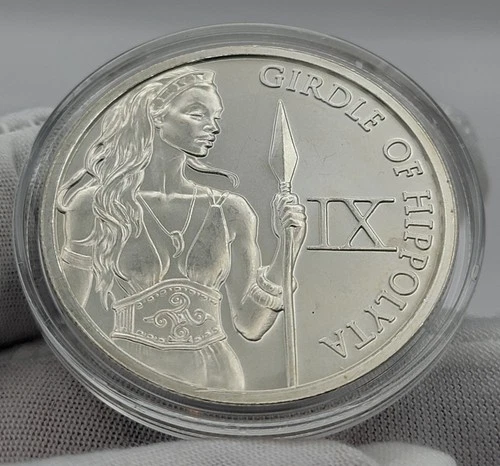 12 Labors of Hercules Girdle of Hippolyta IX 1 oz .999 Fine Silver Round