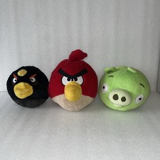 Lot Of 3 Angry Birds Plush Red Black Bird Bad Piggy Commonwealth Toys No Sound