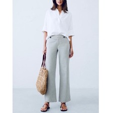 Gap Gray/White Striped Flare Dress Pants