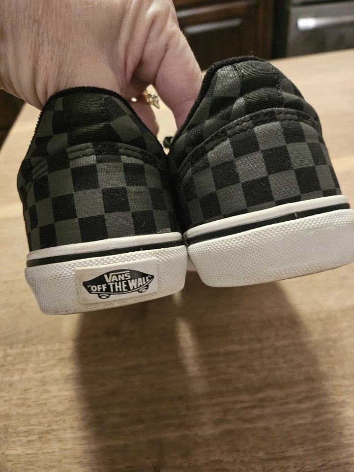 Zapatillas Vans Off The Wall Niños Negras/Grises Tablero a Cuadros Icónicas Juveniles Talla 5 Foto 4 de 4