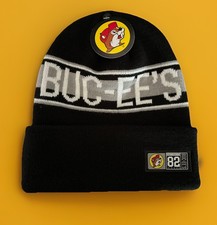 Buc-ee's Black Striped Beanie Hat Adjustable Buc-ee's Beaver Mascot Theme NWT