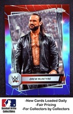 2025 Topps Chrome WWE #19 Drew McIntyre Red, White, & Blue Refractor #/85