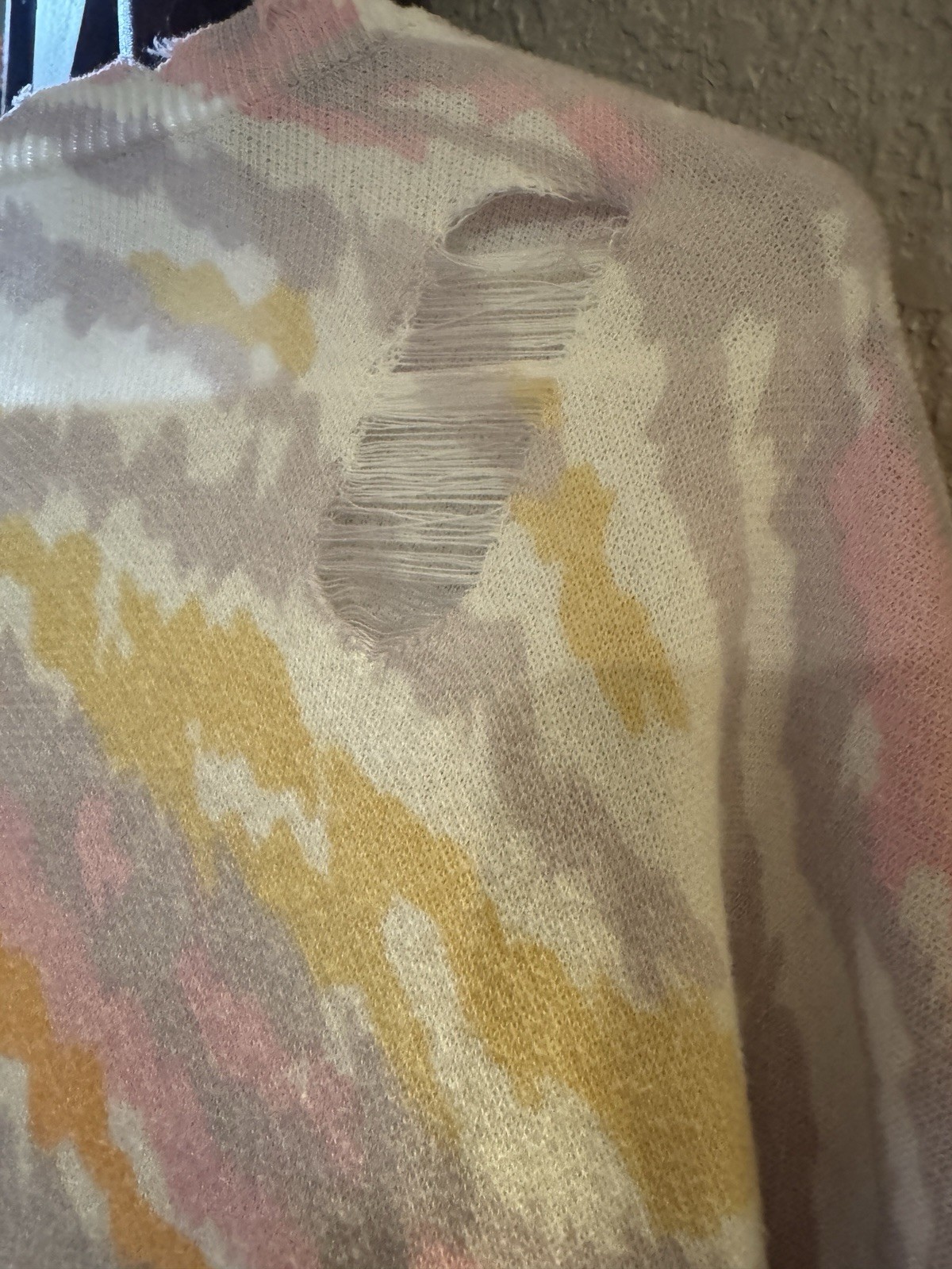 Fate Distressed Multicolor Abstract Pullover Swea… - image 4