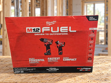 Milwaukee 3497-22 M12 FUEL Hammer Drill Impact Driver Kit 2 Batteries Bag