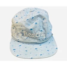 Imperial Beachy Blue Wave Anchor Nautical Print Adjustable Strap Cotton  Cap