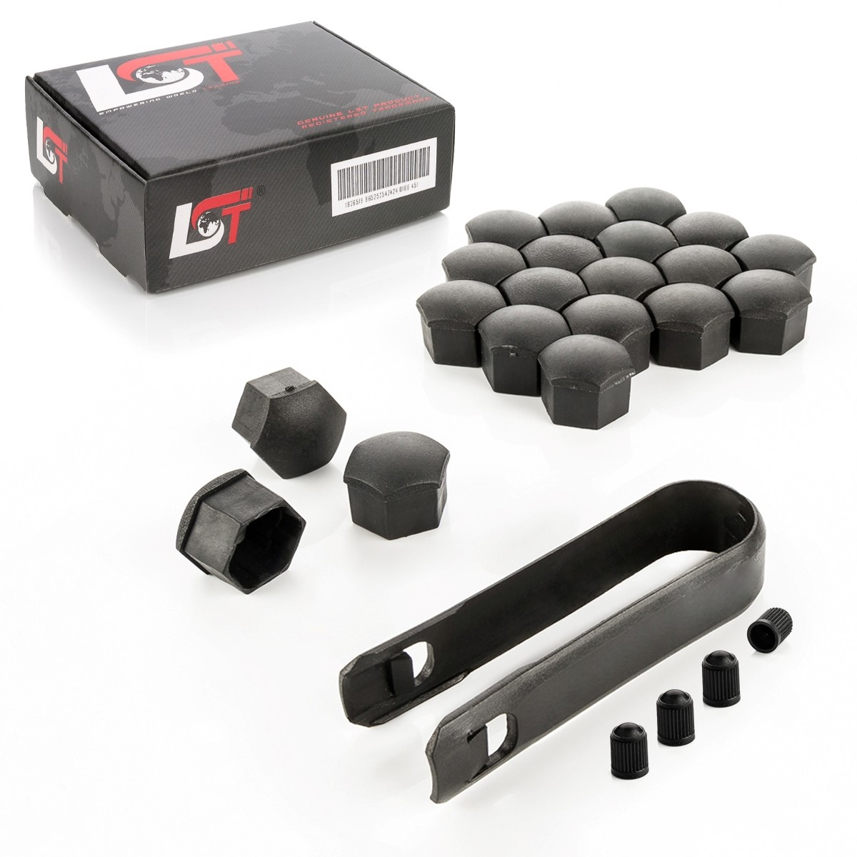 20x Shrouds Wheel Screw Caps Wheel Bolt Set Black Rough 0 21/32in for Jaguar