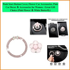 Push Start Button Cover, Flower Car Accessories, Pink Car Decor   Accessories...