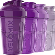 -4 PACK- 20 OZ Protein Shaker Bottles for 20 - Ounces, Purple Bloom 