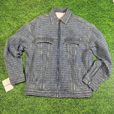 New With Tags GIVENCHY 4G Cotton Zip-Up Denim Jacket Light Blue Medium 22x28