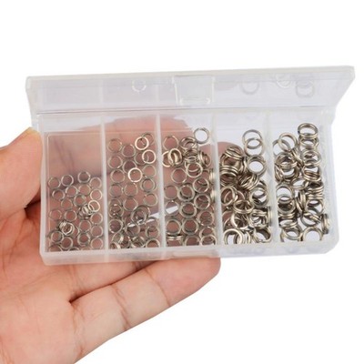 200/250Pcs 5 Size Stainless Steel Fishing Split Rings Tensile Lure Connectors_YQ