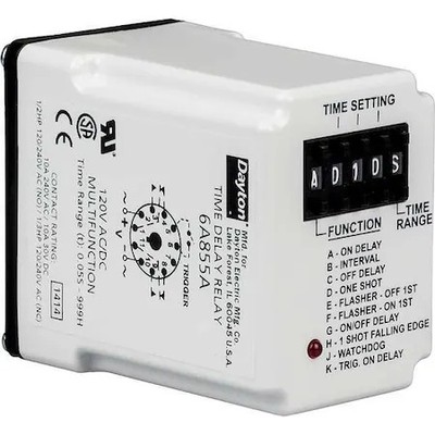 Dayton 5Dra1 Multifunction Time Delay Relay, Octal, Multi Function, 10