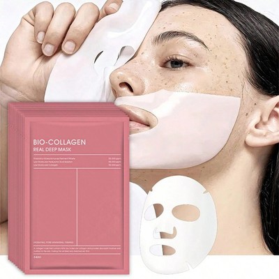 5 Sheets Bio Collagen Real Deep Mask Hydrating Overnight Face Mask Skincare