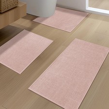 Bathroom Rug Set 3 Piece, Absorbent Non Slip, Quick Dry - 24x17, 32x17 Mat